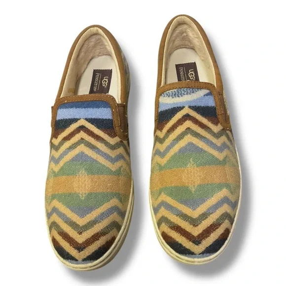 UGG x Pendleton Mens 12 Southwestern Wool Slip On Sneakers Shoes 1010188 Brown